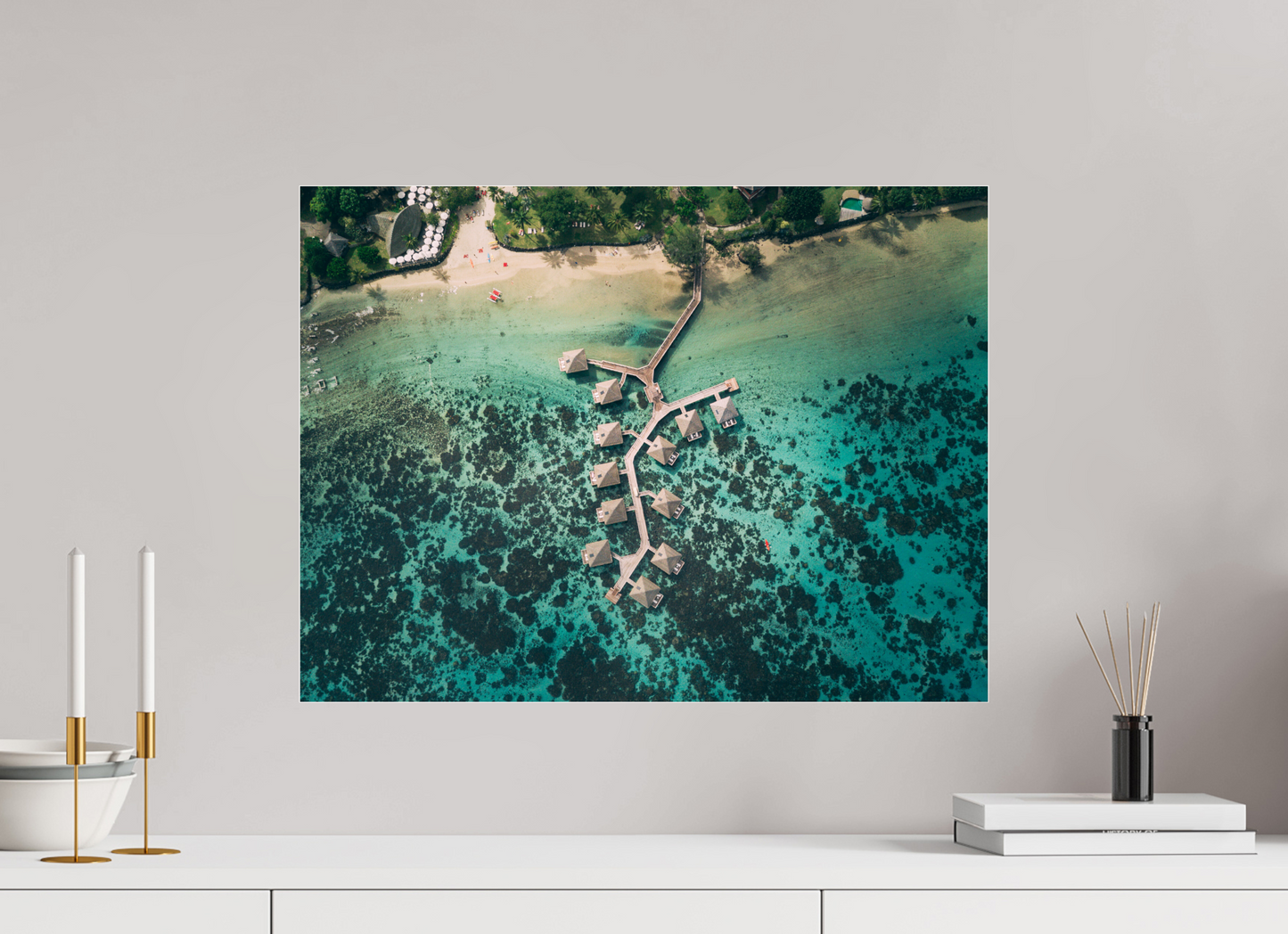 60 x 45 cm, Tirage Plexi Pilotis à Tahiti