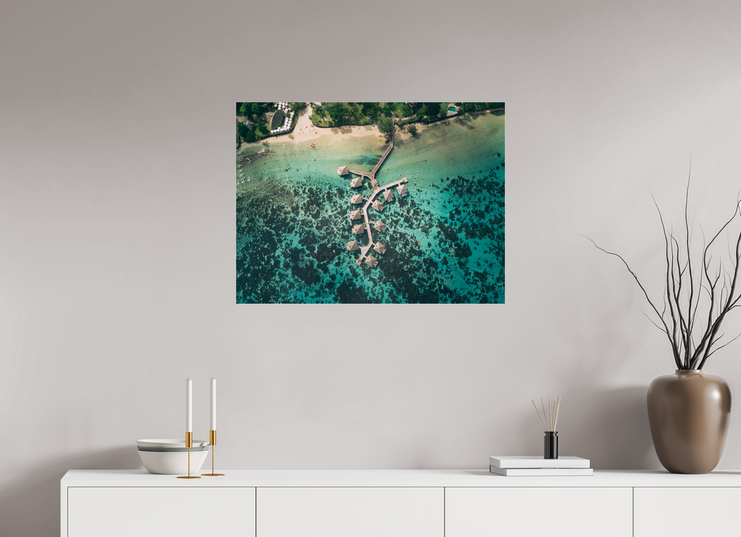 80 x 60 cm, Tirage Plexi Pilotis à Tahiti