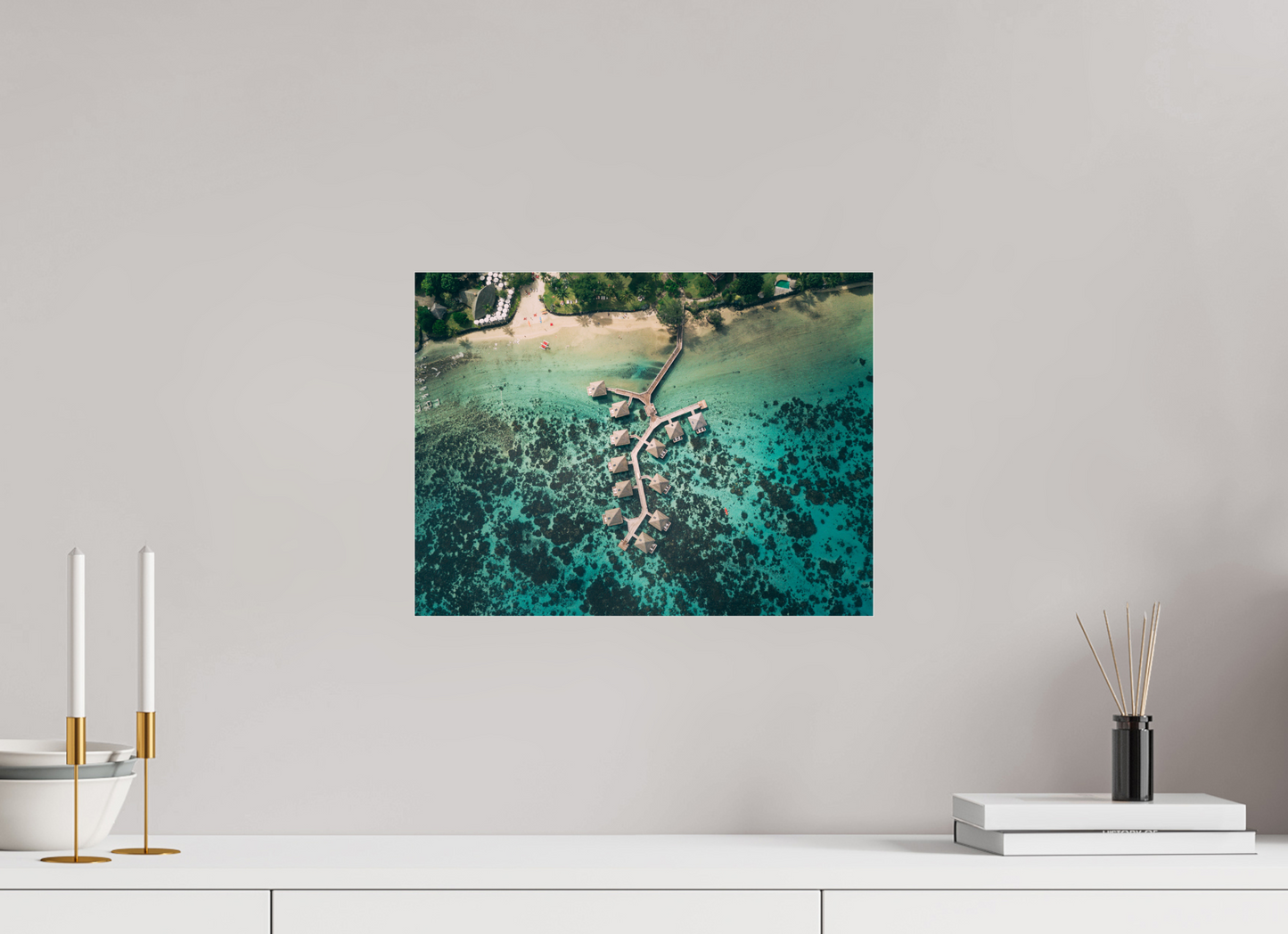 40 x 30 cm, Tirage Plexi Pilotis à Tahiti
